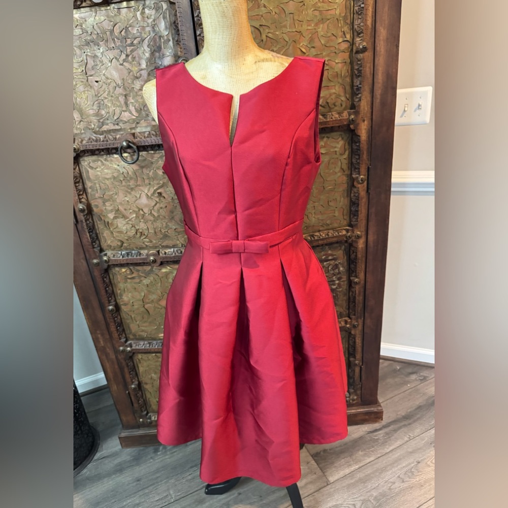Lucy and Wong Elegant Red Fit-and-Flare Dress with Bow‎ Waist XL